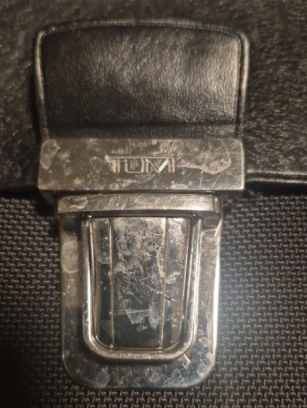 Tumi Black Men's Leather & Nylon Briefcase with Shoulder Strap